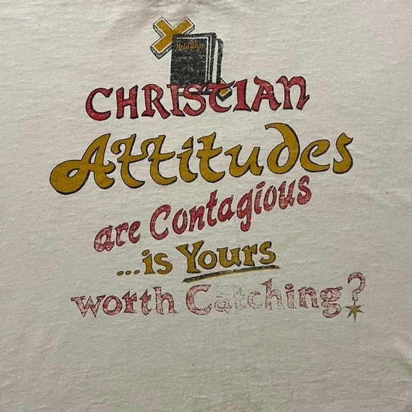 Vintage Christian "Is yours worth catching" Tee Large White - Picture 4 of 8